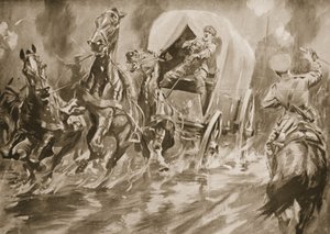 Le soldat Fitch conduisant un chariot de transport après que le conducteur a été abattu - Howard K. Elcock